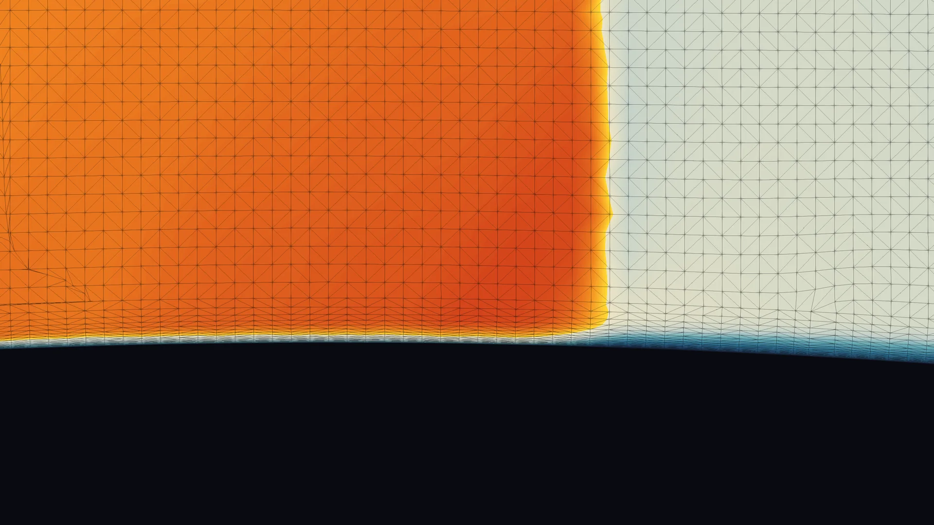 Computational grid overlaid on the Mach field at the shock