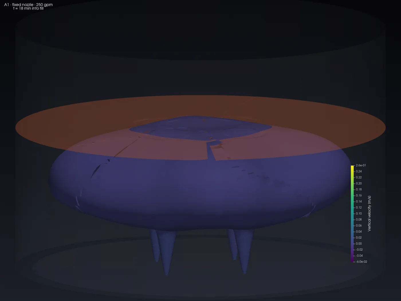 Three-dimensional view of A1 showing the jets stalling below the thermocline surface